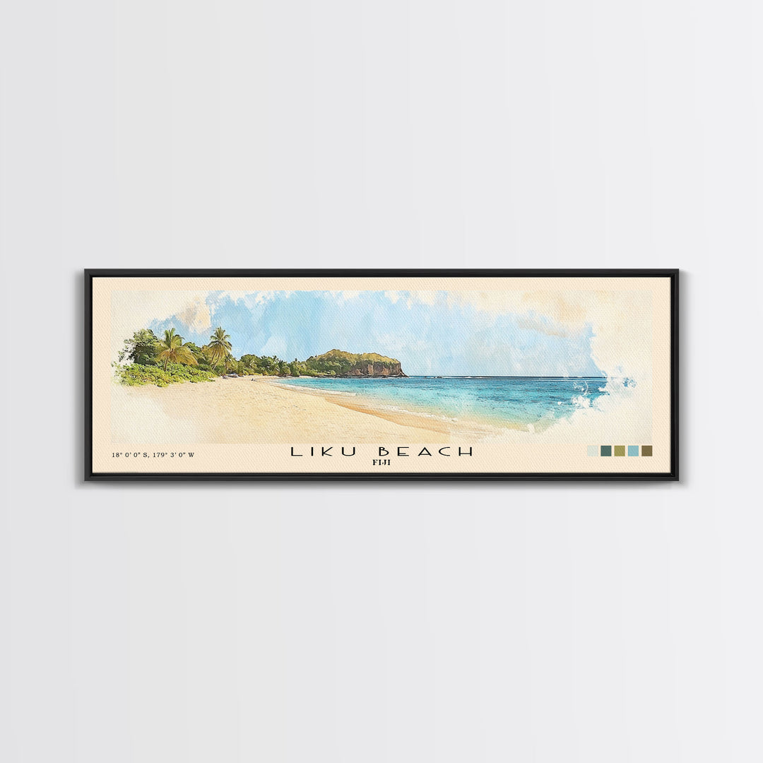 Liku Beach, Fiji Watercolor Print, Vacation Gift, Fiji Wall Art, Beach Painting, Beach Decor, Beach Or Lakehouse Art