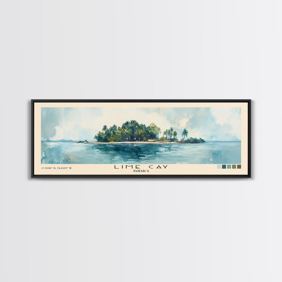 Lime Cay, Jamaica Watercolor Print, Vacation Gift, Jamaica Wall Art, Beach Painting, Beach Decor, Large Wall Art, Wood Frame Art