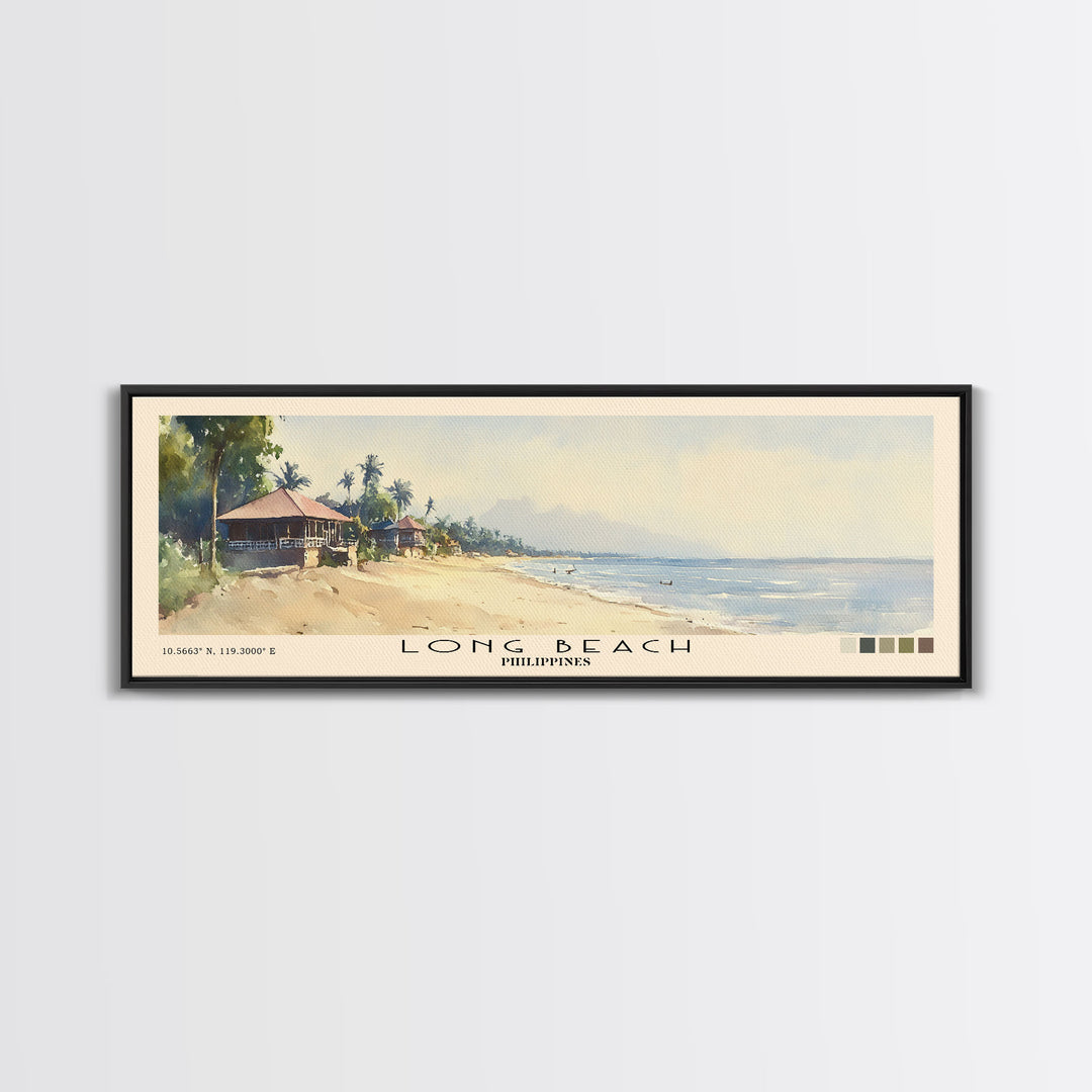 Long Beach, Philippines Watercolor Print, Vacation Gift, Philippines Wall Art, Beach Painting, Beach Decor, Beach Or Lakehouse Art