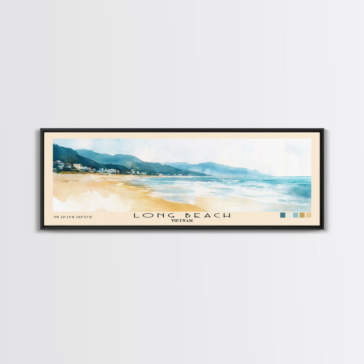 Long Beach, Vietnam Watercolor Beach Print, Vacation Gift, Vietnam Wall Art, Beach Painting, Beach Decor, Beach Painting