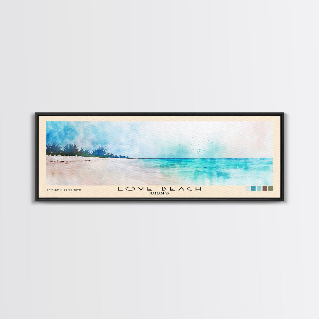 Love Beach, Bahamas Watercolor Print, Vacation Gift, Bahamas Wall Art, Vacation Wall Art, Vacatation Memories, Beach Decor, Beach Or Lakehouse Art