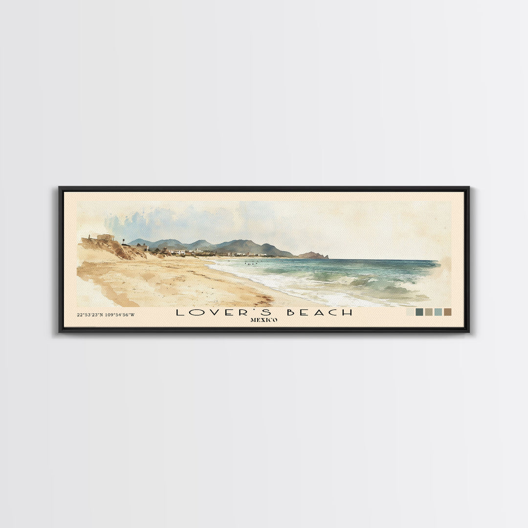 Lover’s Beach, Mexico Watercolor Print, Vacation Gift, Mexico Wall Art, Beach Painting, Beach Decor, Beach Or Lakehouse Art