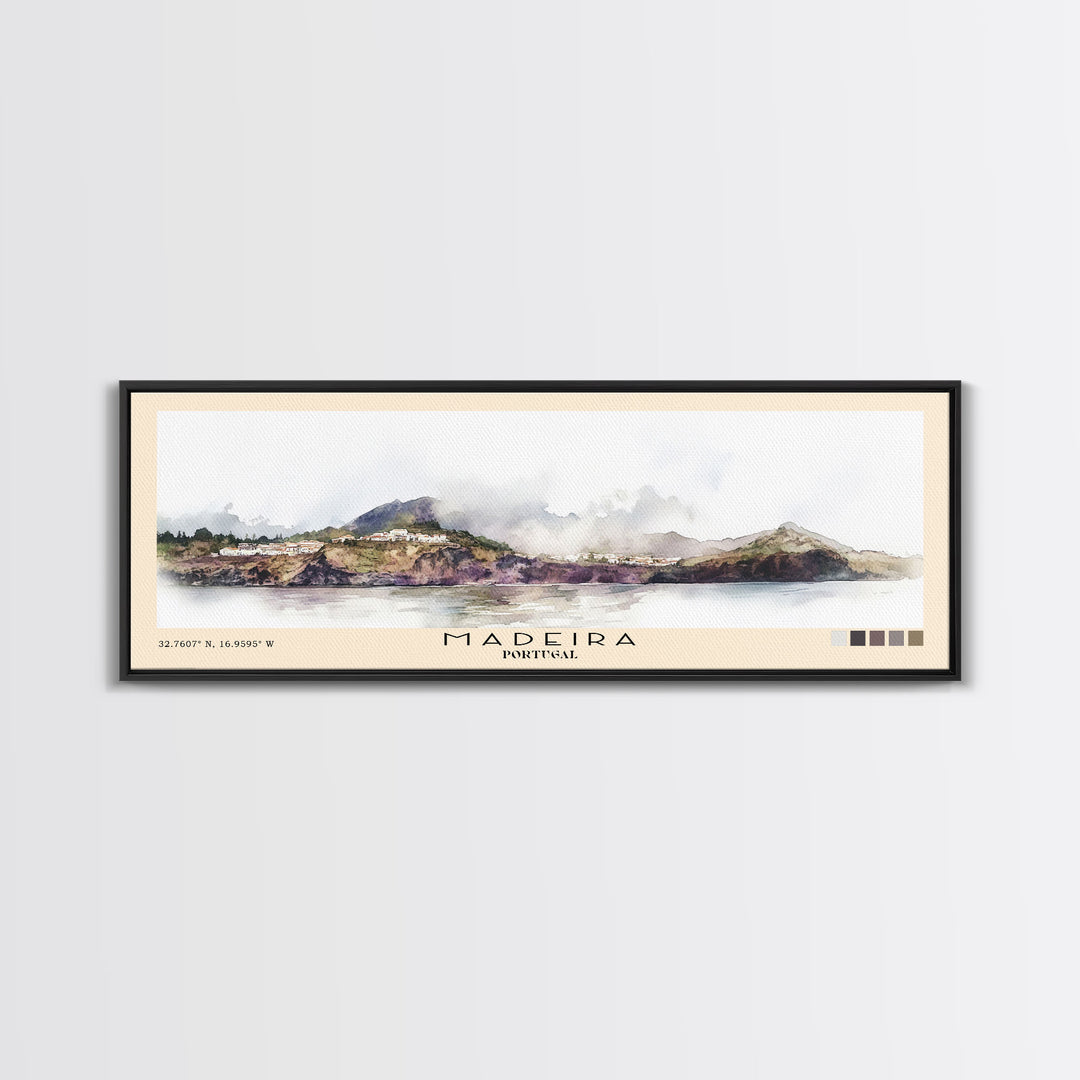 Madeira, Portugal Watercolor Beach Print, Vacation Gift, Portugal Wall Art, Beach Painting, Beach Decor, Beach Painting