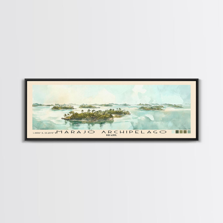 Marajó Archipelago, Brazil Watercolor Print, Vacation Gift, Brazil Wall Art, Beach Painting, Beach Decor, Large Wall Art, Wood Frame Art