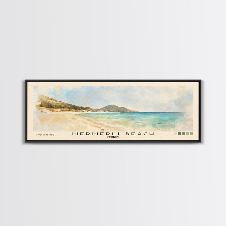 Mermerli Beach, Turkey Watercolor Print, Vacation Gift, Turkey Wall Art, Beach Painting, Beach Decor, Beach Or Lakehouse Art