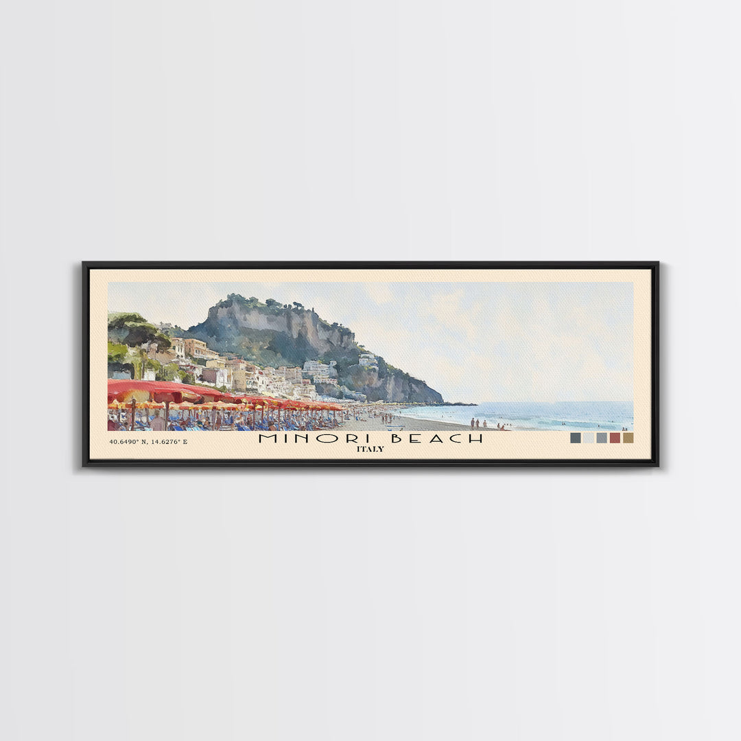 Minori Beach, Italy Watercolor Beach Print, Vacation Gift, Italy Wall Art, Beach Painting, Beach Decor, Beach Painting