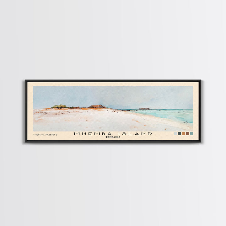 Mnemba Island, Tanzania Watercolor Beach Print, Vacation Gift, Tanzania Wall Art, Framed Canvas Print, Framed Beach Painting