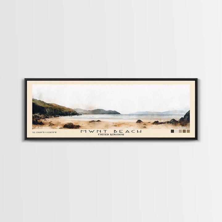Mwnt Beach, United Kingdom Watercolor Print, Vacation Gift, United Kingdom Wall Art, Beach Painting, Beach Decor, Beach Or Lakehouse Art