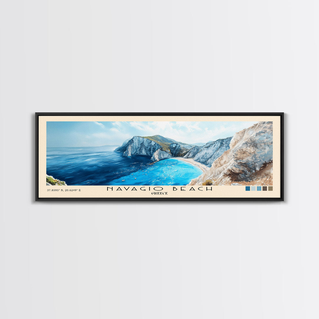 Navagio Beach, Greece Watercolor Print, Vacation Gift, Greece Wall Art, Beach Painting, Beach Decor, Beach Or Lakehouse Art