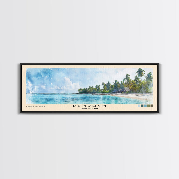 Penrhyn, Cook Islands Watercolor Print, Vacation Gift, Cook Islands Wall Art, Beach Painting, Beach Decor, Beach Or Lakehouse Art