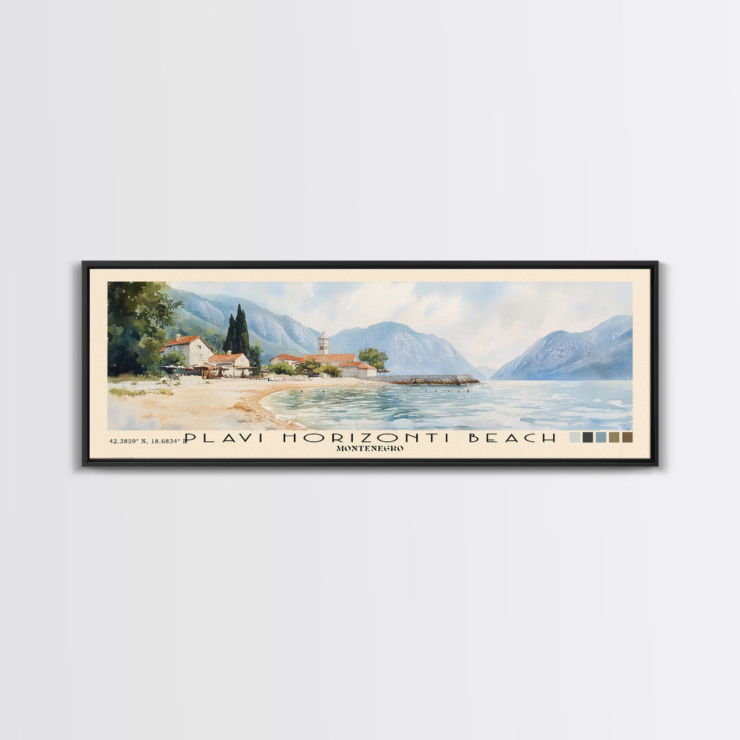 Plavi Horizonti Beach, Montenegro Watercolor Print, Vacation Gift, Montenegro Wall Art, Vacation Wall Art, Vacatation Memories, Beach Decor, Beach Or Lakehouse Art
