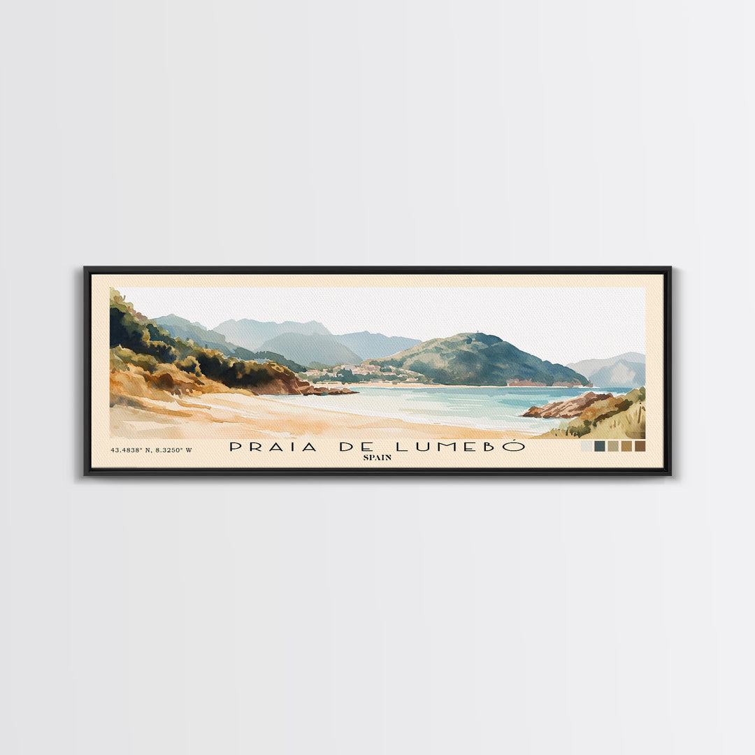 Praia de Lumebó, Spain Watercolor Print, Vacation Gift, Spain Wall Art, Beach Painting, Beach Decor, Beach Or Lakehouse Art