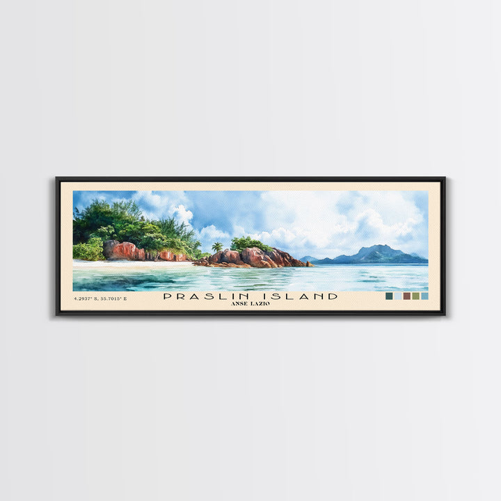 Praslin Island, Anse Lazio Watercolor Print, Vacation Gift, Anse Lazio Wall Art, Beach Painting, Beach Decor, Beach Or Lakehouse Art