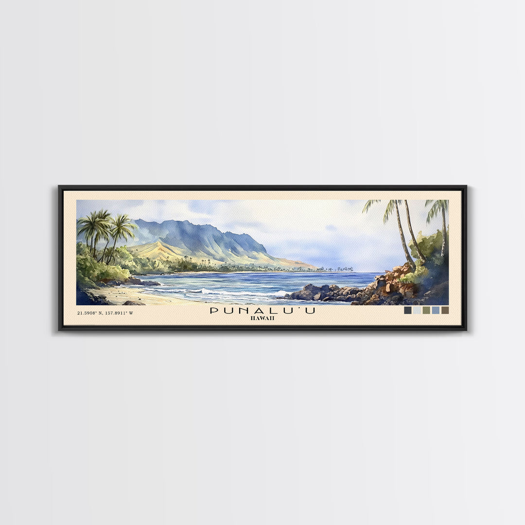 Punalu’u, Hawaii Watercolor Print, Vacation Gift, Hawaii Wall Art, Beach Painting, Beach Decor, Beach Or Lakehouse Art