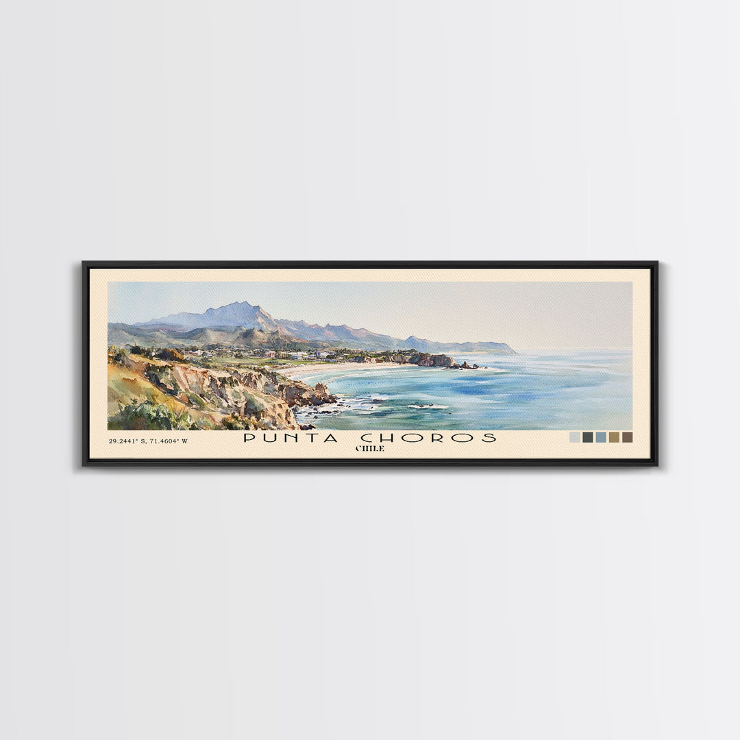 Punta Choros, Chile Watercolor Print, Vacation Gift, Chile Wall Art, Beach Painting, Beach Decor, Large Wall Art, Wood Frame Art