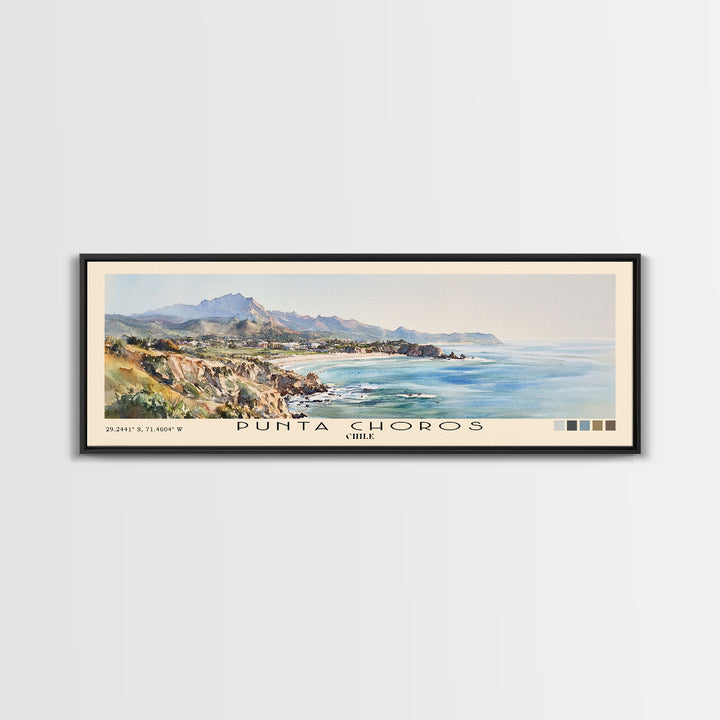 Punta Choros, Chile Watercolor Print, Vacation Gift, Chile Wall Art, Beach Painting, Beach Decor, Large Wall Art, Wood Frame Art