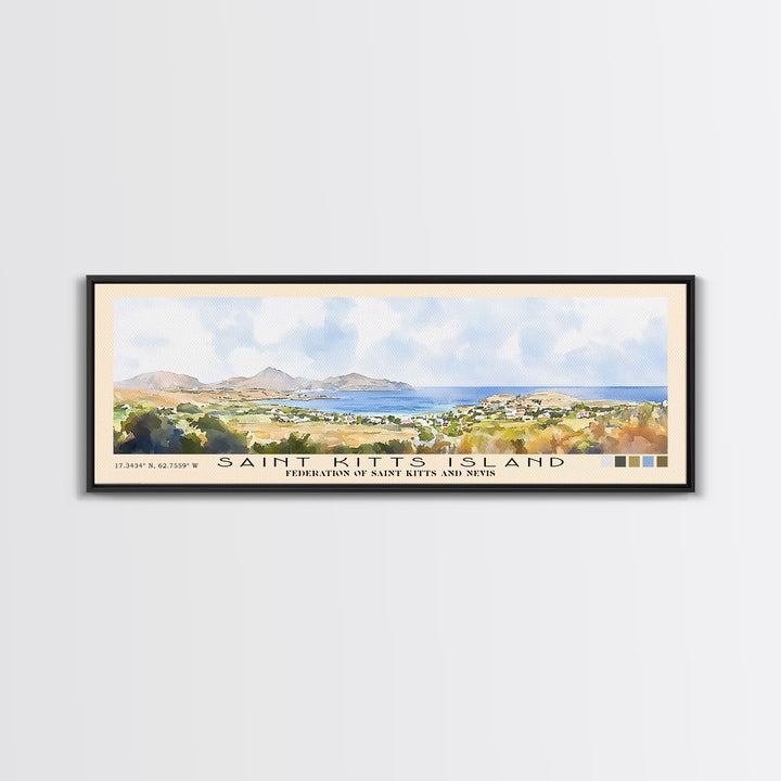 Saint Kitts Island, Federation of Saint Kitts and Nevis Watercolor Beach Print, Vacation Gift, Federation of Saint Kitts and Nevis Wall Art, Beach Painting, Beach Decor, Beach Painting