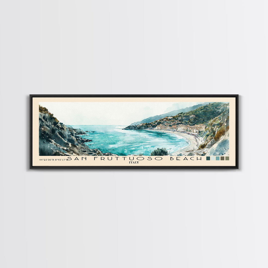 San Fruttuoso Beach, Italy Watercolor Print, Vacation Gift, Italy Wall Art, Vacation Wall Art, Vacatation Memories, Beach Decor, Beach Or Lakehouse Art