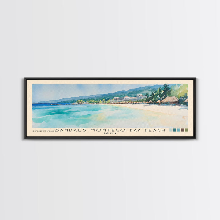 Sandals Montego Bay Beach, Jamaica Watercolor Print, Vacation Gift, Jamaica Wall Art, Vacation Wall Art, Vacatation Memories, Beach Decor, Beach Or Lakehouse Art