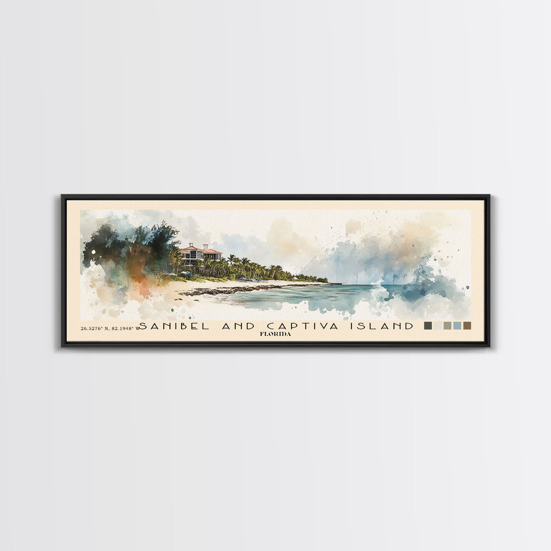 Sanibel and Captiva Island, Florida Watercolor Beach Print, Vacation Gift, Florida Wall Art, Beach Painting, Beach Decor, Beach Painting