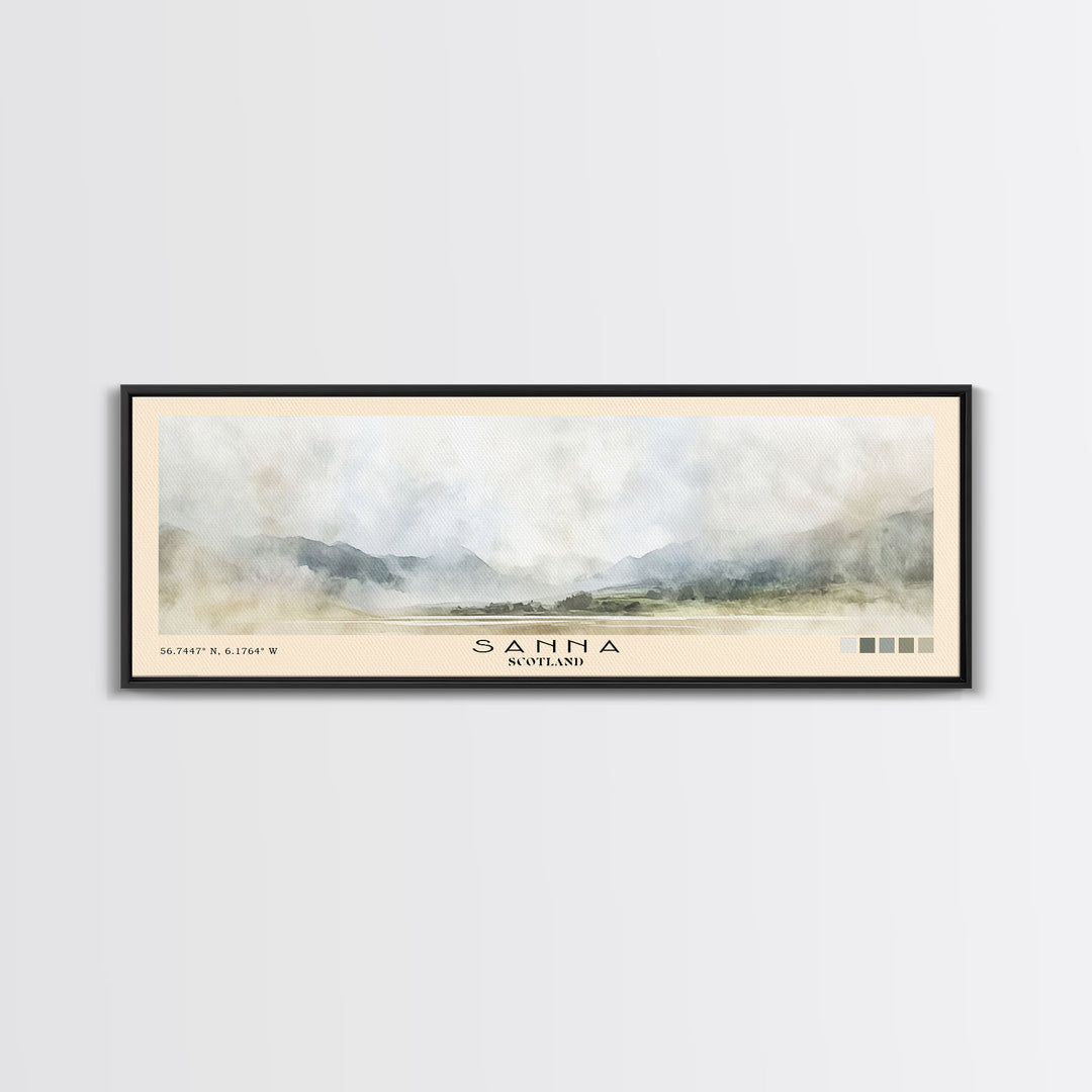 Sanna, Scotland Watercolor Print, Vacation Gift, Scotland Wall Art, Beach Painting, Beach Decor, Large Wall Art, Wood Frame Art