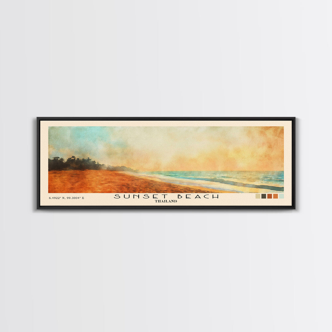 Sunset Beach, Thailand Watercolor Beach Print, Vacation Gift, Thailand Wall Art, Beach Painting, Beach Decor, Beach Painting
