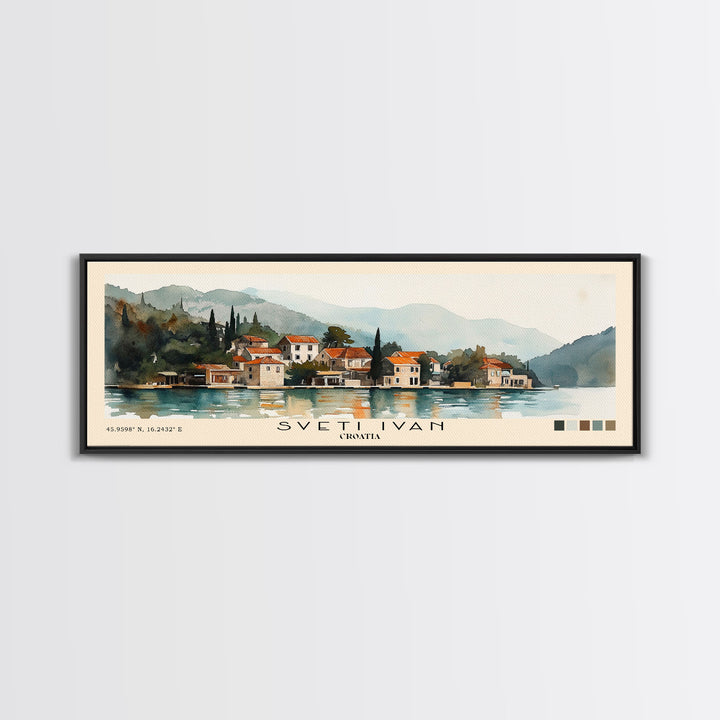 Sveti Ivan , Croatia Watercolor Beach Print, Vacation Gift, Croatia Wall Art, Framed Canvas Print, Framed Beach Painting