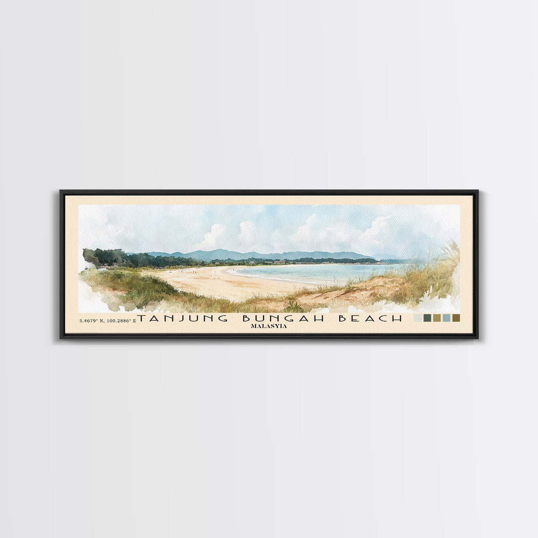 Tanjung Bungah Beach, Malasyia Watercolor Print, Vacation Gift, Malasyia Wall Art, Beach Painting, Beach Decor, Beach Or Lakehouse Art