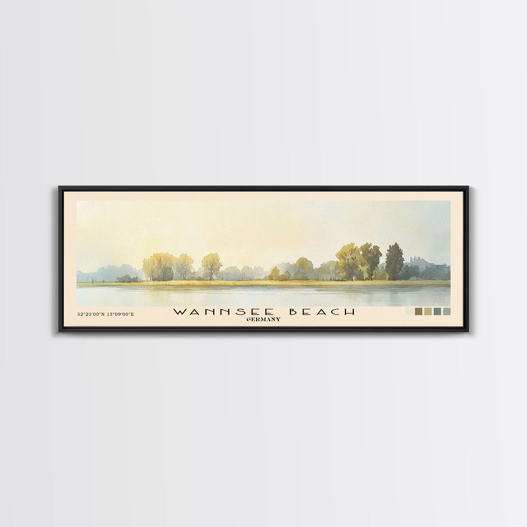 Wannsee Beach, Germany Watercolor Print, Vacation Gift, Germany Wall Art, Beach Painting, Beach Decor, Beach Or Lakehouse Art