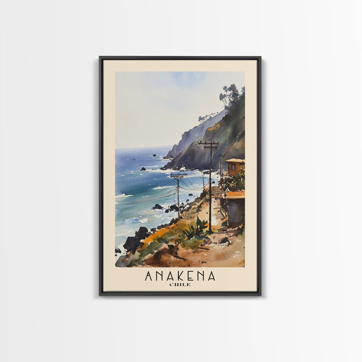Anakena, Chile Watercolor Print, Vacation Gift, Chile Wall Art, Beach Painting, Beach Decor, Beach Or Lakehouse Art