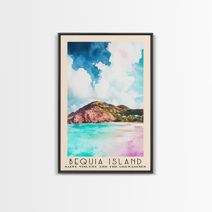 Bequia Island, Saint Vincent and the Grenadines Watercolor Beach Print, Vacation Gift, Saint Vincent and the Grenadines Wall Art, Beach Painting, Beach Decor, Beach Painting