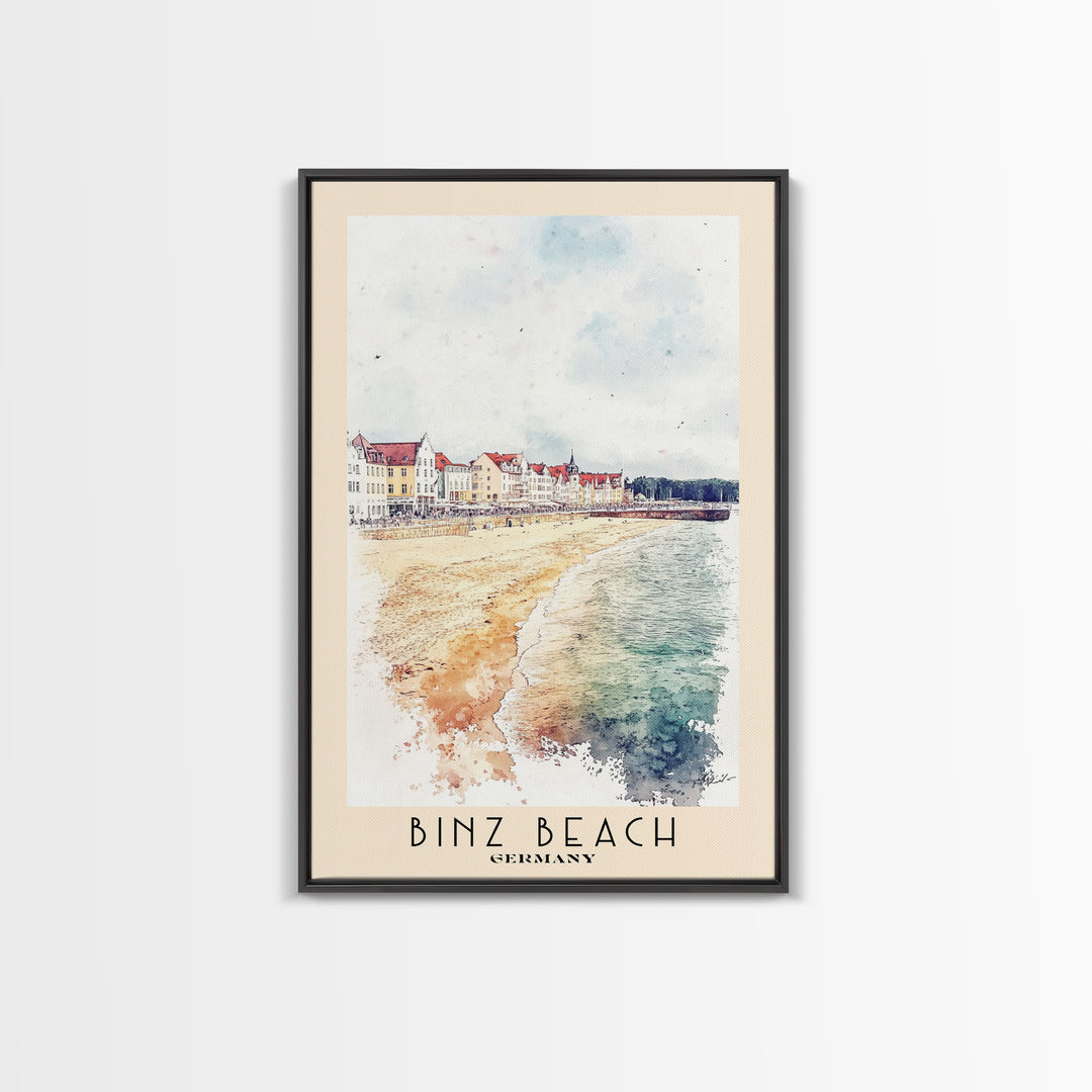 Binz Beach, Germany Watercolor Print, Vacation Gift, Germany Wall Art, Vacation Wall Art, Vacatation Memories, Beach Decor, Beach Or Lakehouse Art