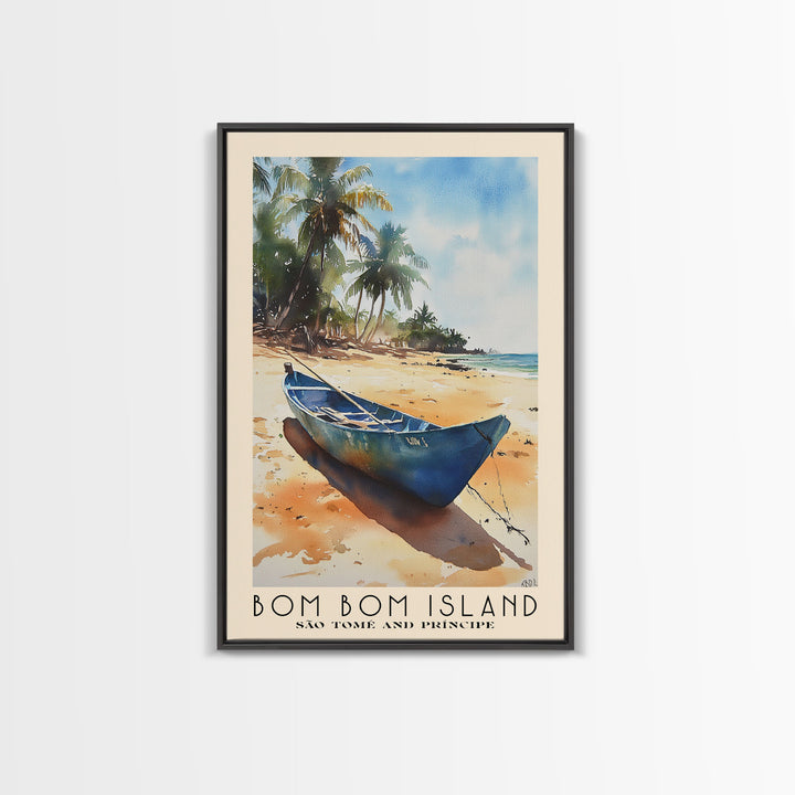 Bom Bom Island, São Tomé and Príncipe Watercolor Print, Vacation Gift, São Tomé and Príncipe Wall Art, Vacation Wall Art, Vacatation Memories, Beach Decor, Beach Or Lakehouse Art