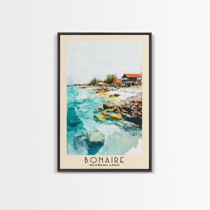 Bonaire, Netherlands Watercolor Print, Vacation Gift, Netherlands Wall Art, Beach Painting, Beach Decor, Beach Or Lakehouse Art
