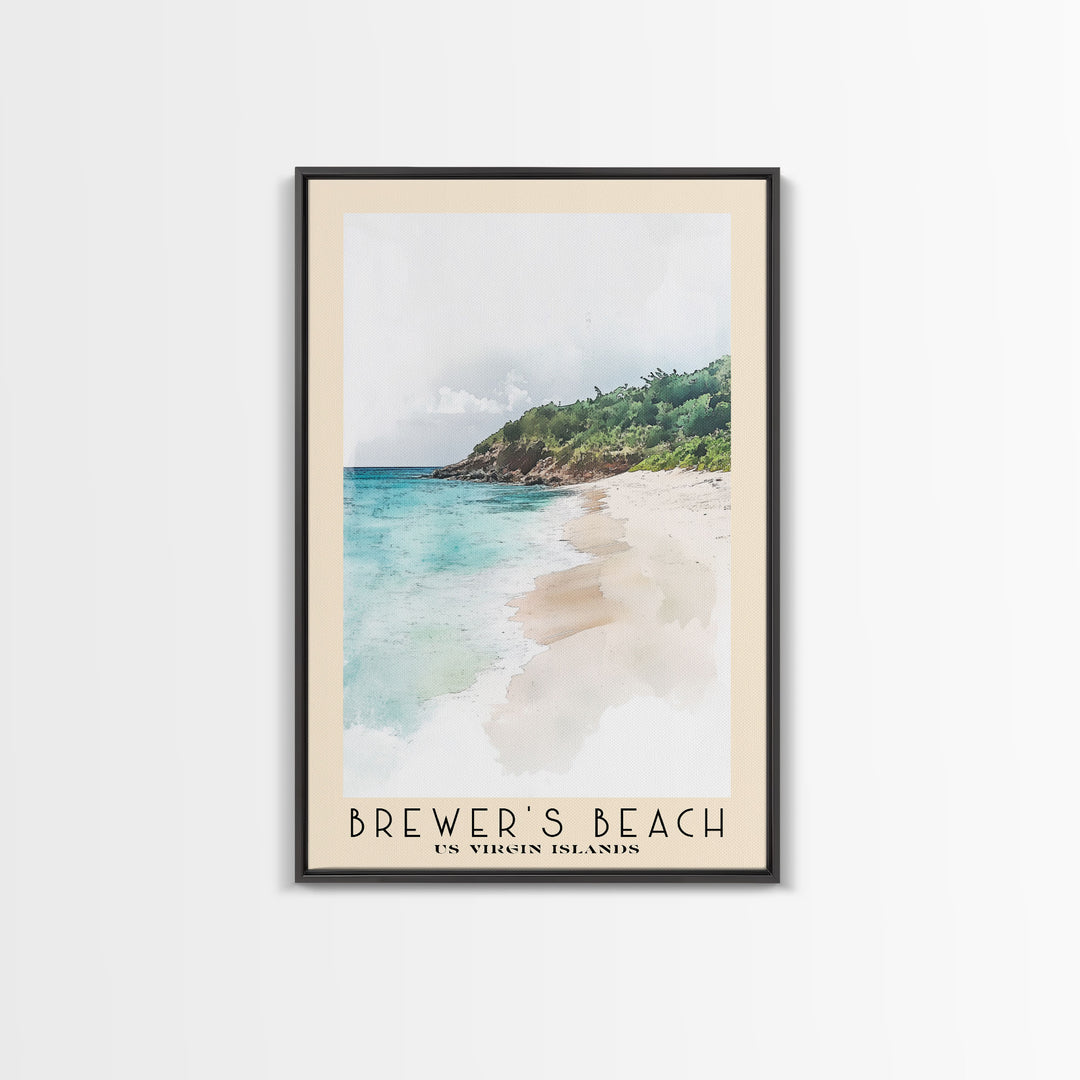 Brewer’s Beach, US Virgin islands Watercolor Print, Vacation Gift, US Virgin islands Wall Art, Beach Painting, Beach Decor, Large Wall Art, Wood Frame Art