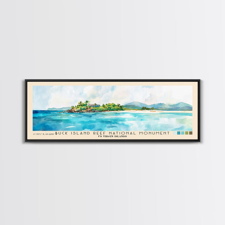 Buck Island Reef National Monument, US Virgin islands Watercolor Print, Vacation Gift, US Virgin islands Wall Art, Beach Painting, Beach Decor, Beach Or Lakehouse Art