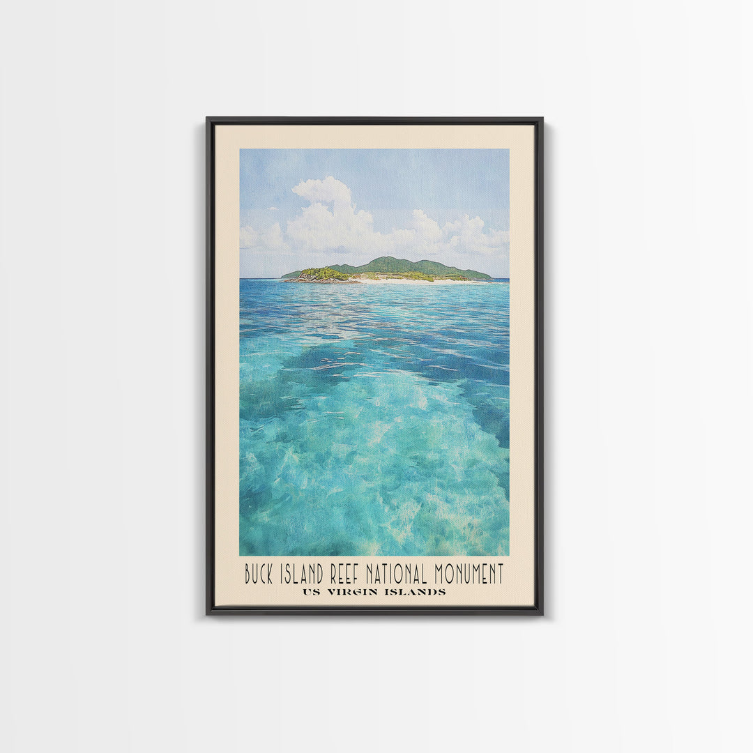 Buck Island Reef National Monument, US Virgin islands Watercolor Print, Vacation Gift, US Virgin islands Wall Art, Beach Painting, Beach Decor, Beach Or Lakehouse Art