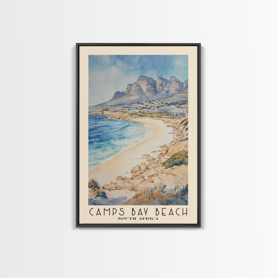 Camps Bay Beach, South Africa Watercolor Print, Vacation Gift, South Africa Wall Art, Beach Painting, Beach Decor, Beach Or Lakehouse Art