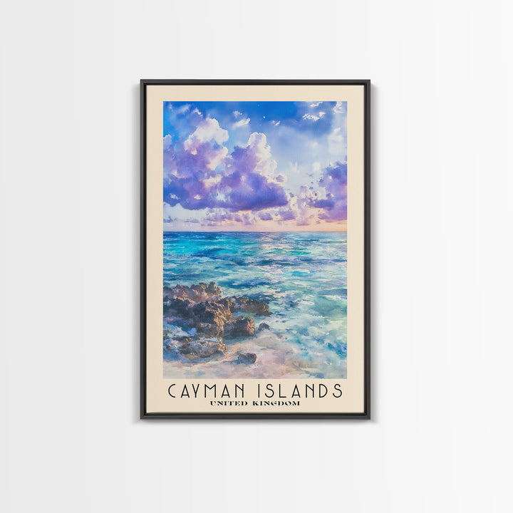 Cayman Islands, United Kingdom Watercolor Beach Print, Vacation Gift, United Kingdom Wall Art, Beach Painting, Beach Decor, Beach Painting