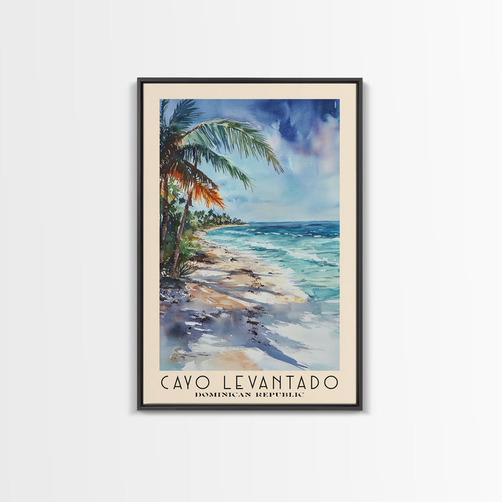 Cayo Levantado, Dominican Republic Watercolor Print, Vacation Gift, Dominican Republic Wall Art, Beach Painting, Beach Decor, Large Wall Art, Wood Frame Art