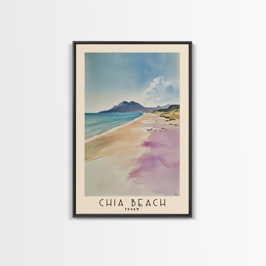 Chia Beach, Italy Watercolor Print, Vacation Gift, Italy Wall Art, Beach Painting, Beach Decor, Beach Or Lakehouse Art