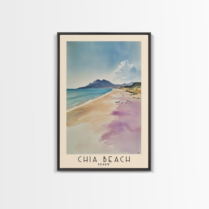 Chia Beach, Italy Watercolor Print, Vacation Gift, Italy Wall Art, Beach Painting, Beach Decor, Beach Or Lakehouse Art
