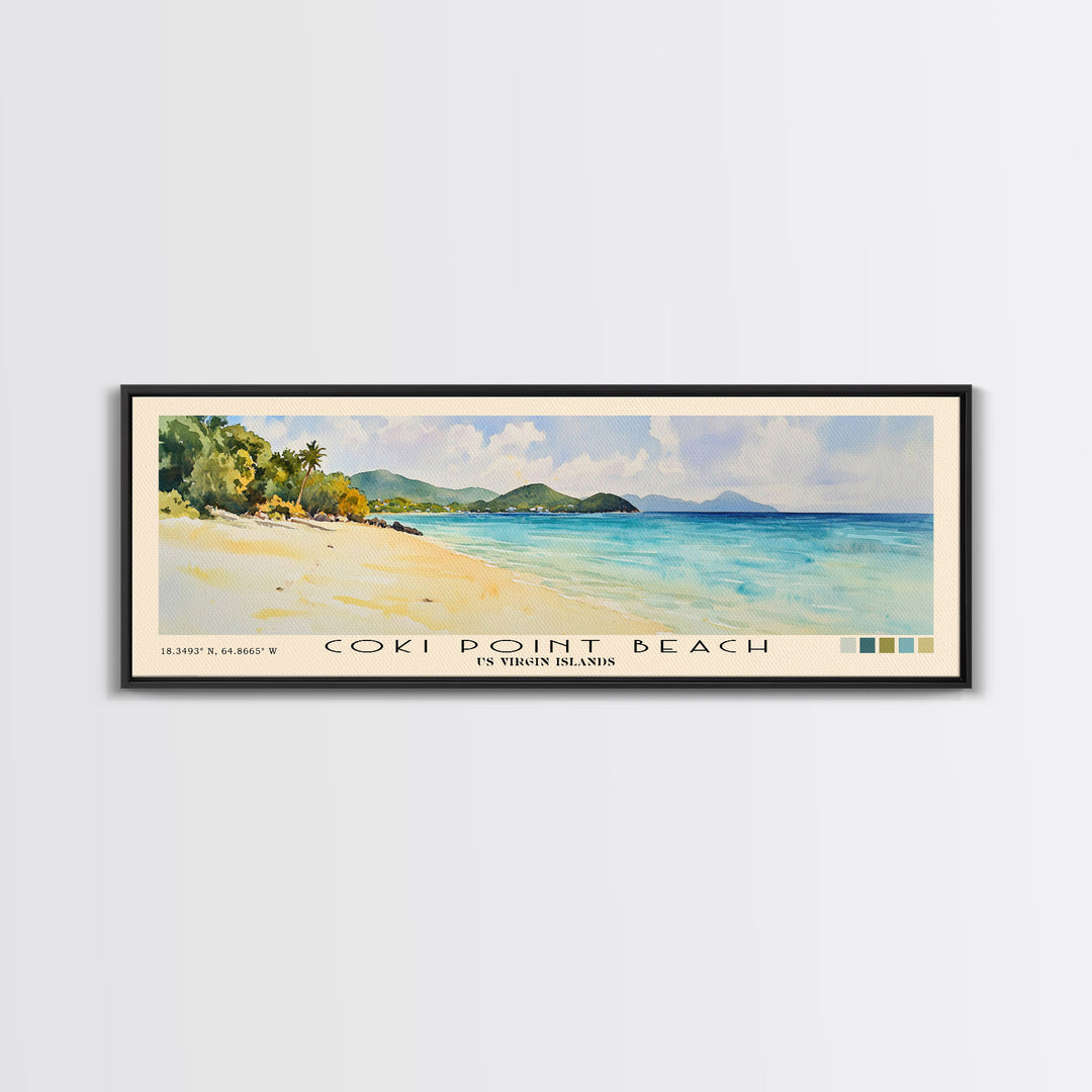 Coki Point Beach, US Virgin islands Watercolor Print, Vacation Gift, US Virgin islands Wall Art, Vacation Wall Art, Vacatation Memories, Beach Decor, Beach Or Lakehouse Art