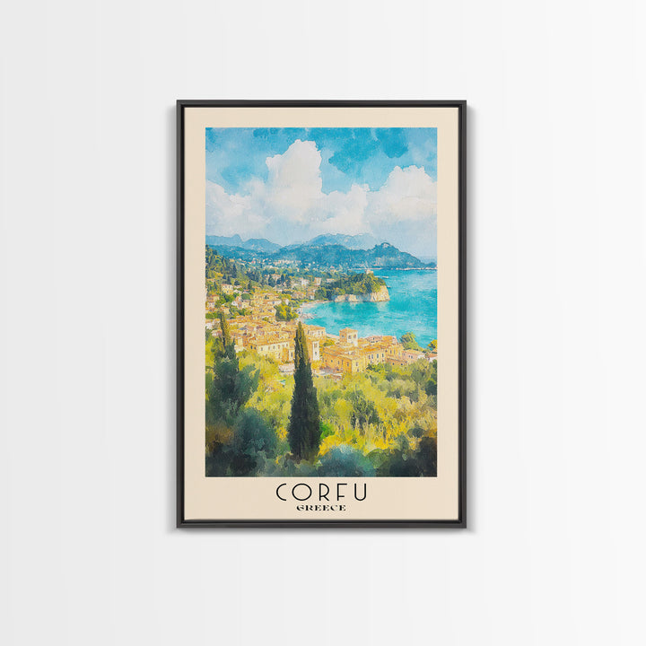 Corfu, Greece Watercolor Beach Print, Vacation Gift, Greece Wall Art, Beach Painting, Beach Decor, Beach Painting