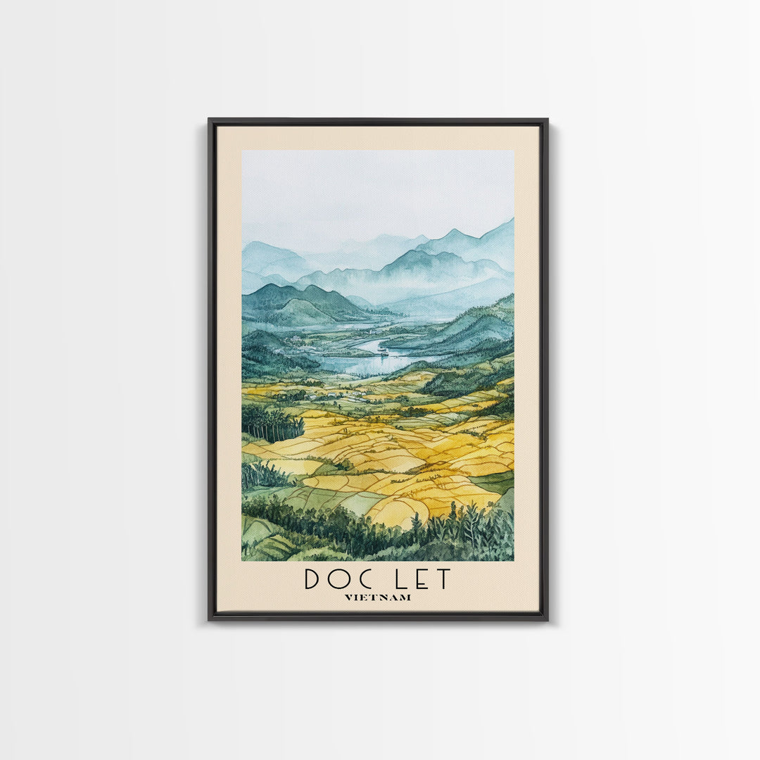Doc Let, Vietnam Watercolor Print, Vacation Gift, Vietnam Wall Art, Beach Painting, Beach Decor, Large Wall Art, Wood Frame Art
