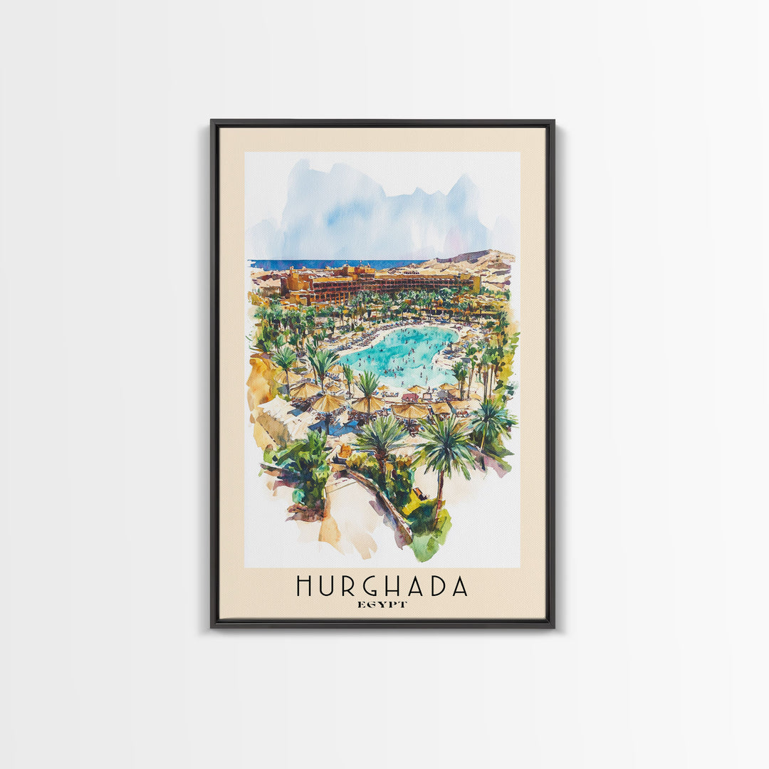 Hurghada, Egypt Watercolor Beach Print, Vacation Gift, Egypt Wall Art, Beach Painting, Beach Decor, Beach Painting