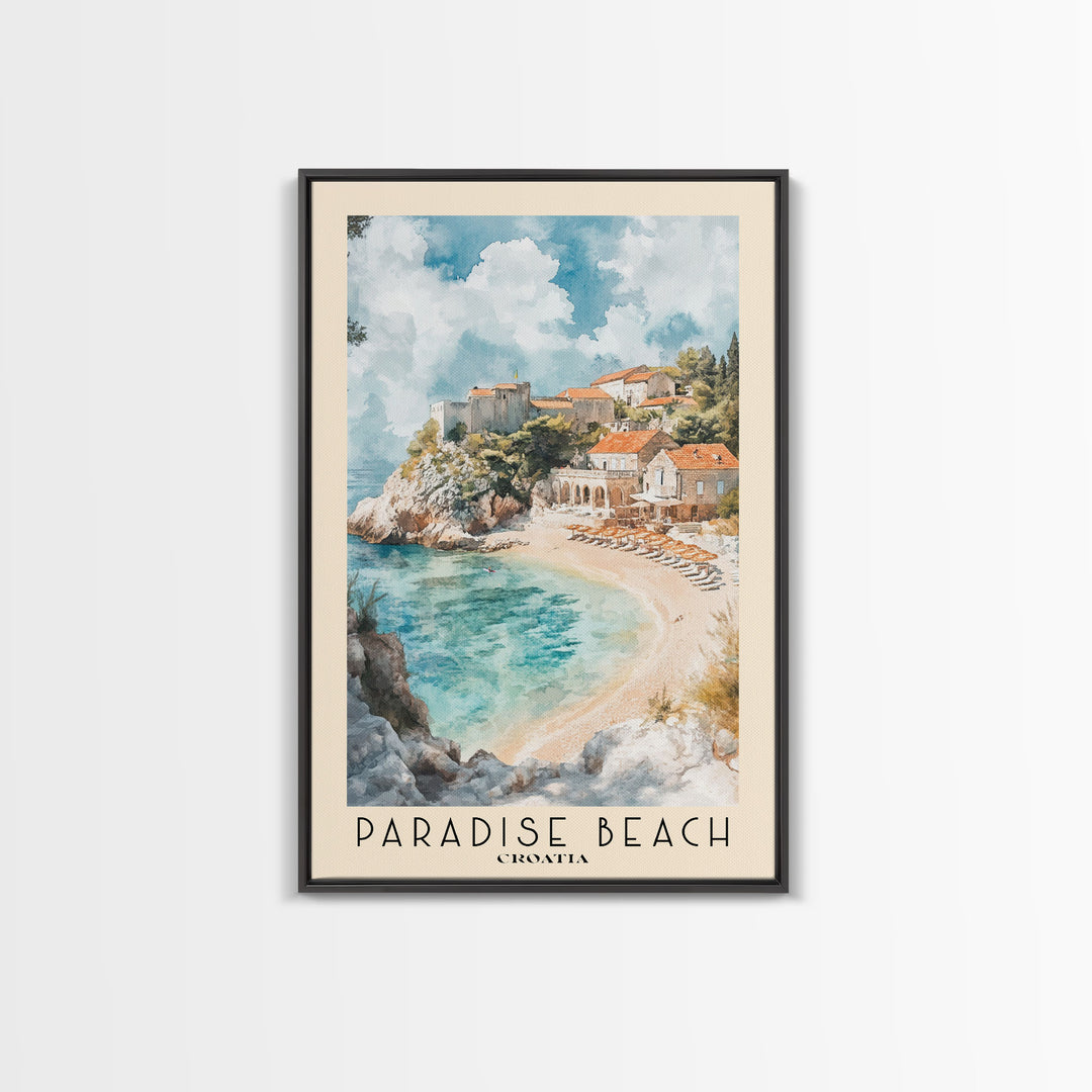 Paradise Beach, Croatia Watercolor Print, Vacation Gift, Croatia Wall Art, Vacation Wall Art, Vacatation Memories, Beach Decor, Beach Or Lakehouse Art