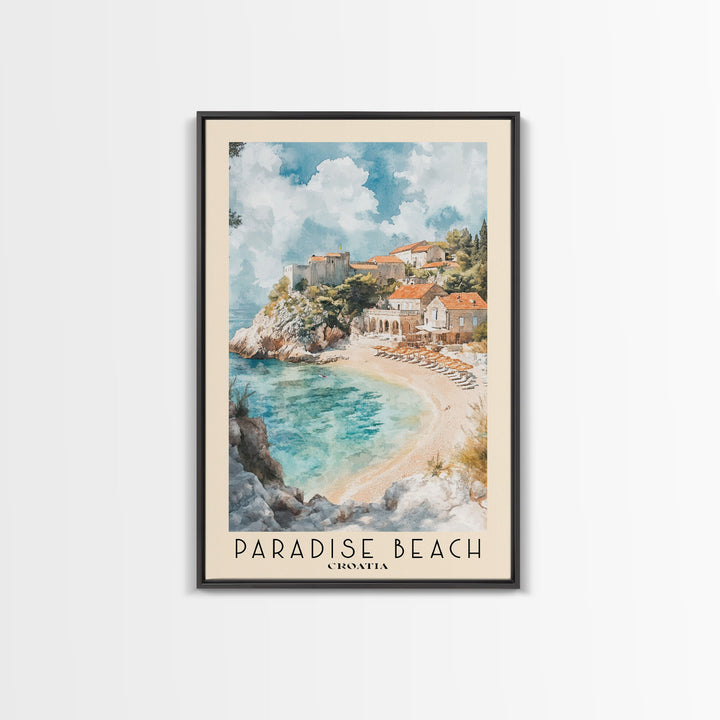 Paradise Beach, Croatia Watercolor Print, Vacation Gift, Croatia Wall Art, Vacation Wall Art, Vacatation Memories, Beach Decor, Beach Or Lakehouse Art