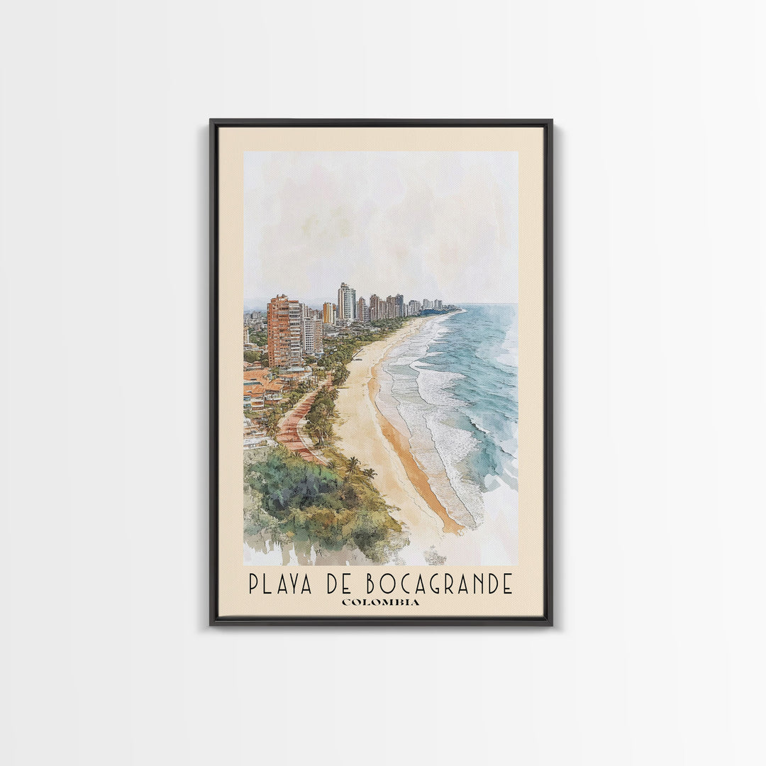 Playa de Bocagrande, Colombia Watercolor Print, Vacation Gift, Colombia Wall Art, Beach Painting, Beach Decor, Beach Or Lakehouse Art