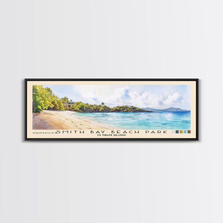 Smith Bay Beach Park, US Virgin islands Watercolor Beach Print, Vacation Gift, US Virgin islands Wall Art, Beach Painting, Beach Decor, Beach Painting